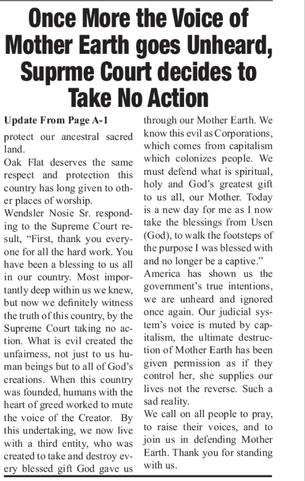 Reposting: Once More the Voice of Mother Earth goes Unheard ...